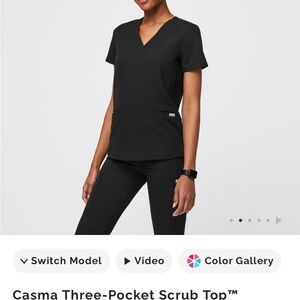 Figs Short Sleeve Scrub Top - Black